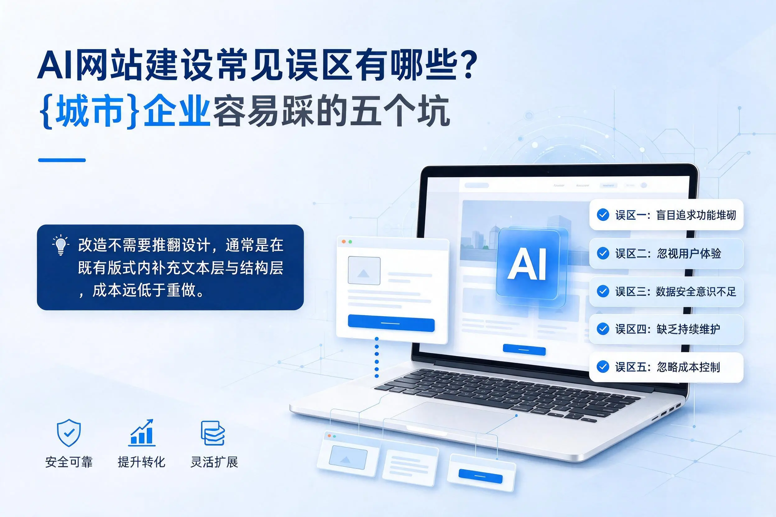 AI网站建设常见误区有哪些?邢台企业容易踩的五个坑