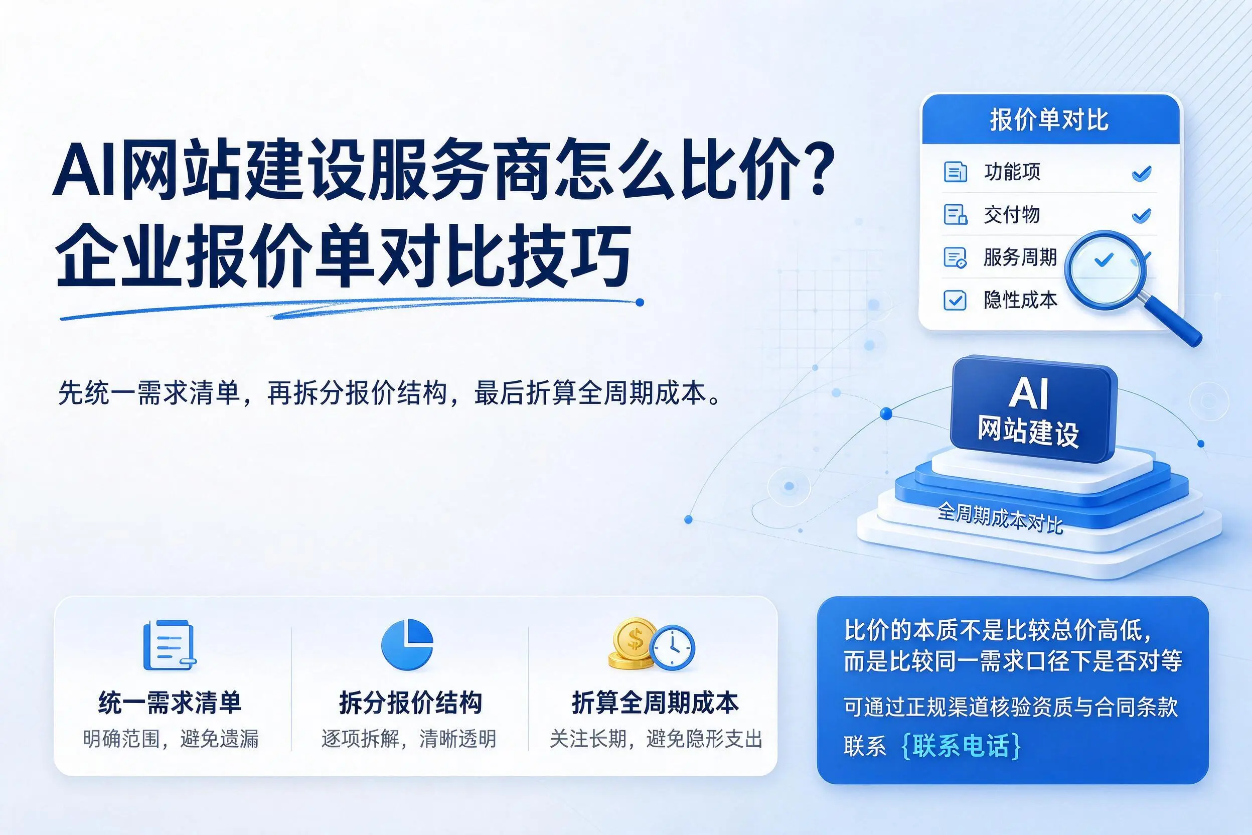 AI网站建设服务商怎么比价?邢台企业报价单对比技巧