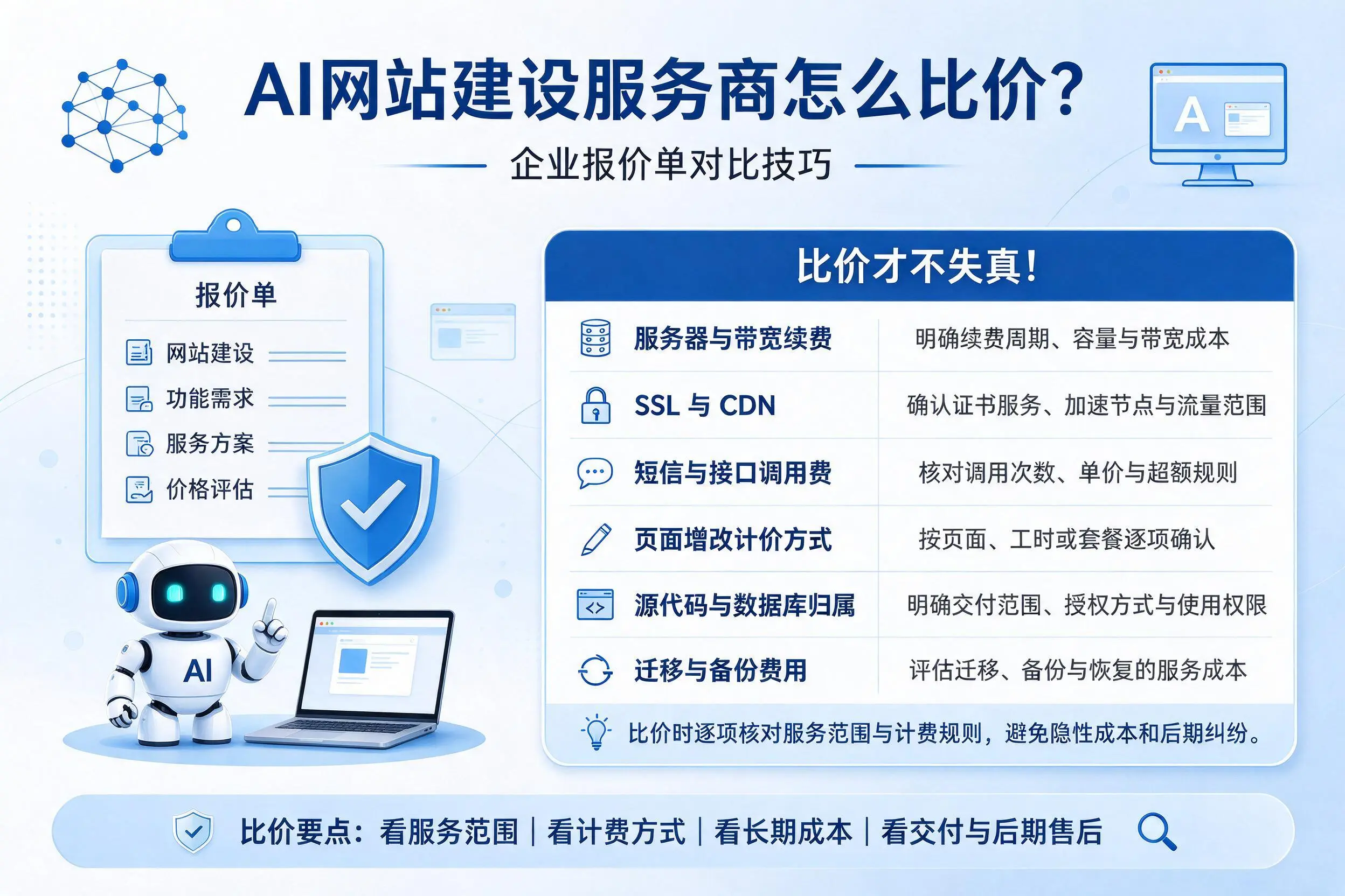 AI网站建设服务商怎么比价?邢台企业报价单对比技巧