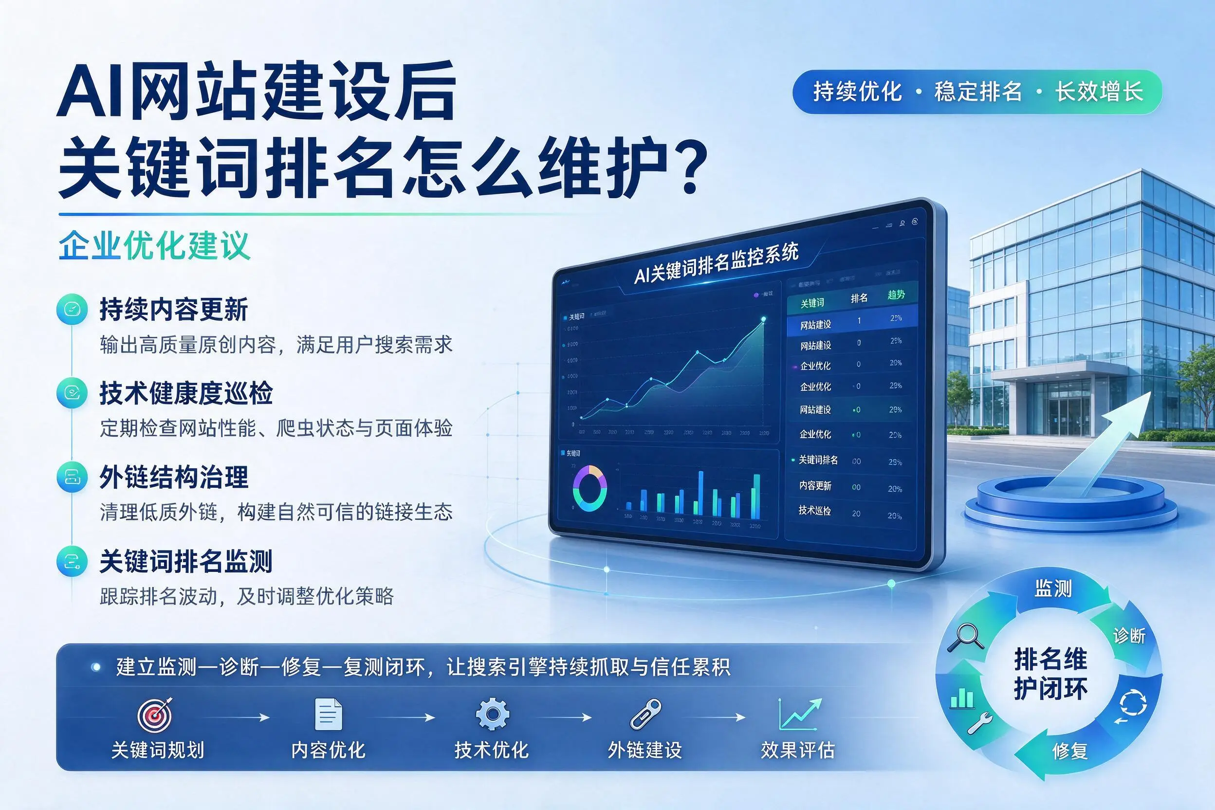 AI网站建设后关键词排名怎么维护？邢台企业优化建议